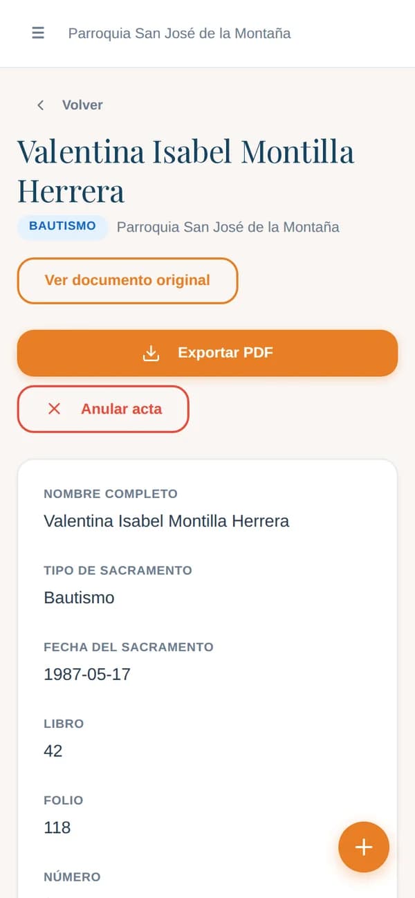 La misma ficha vista desde un teléfono